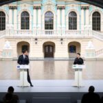 Фото для новини:Спілкування Володимира Зеленського і Марка Рютте з медіа після засідання Ради Україна – НАТО в Києві